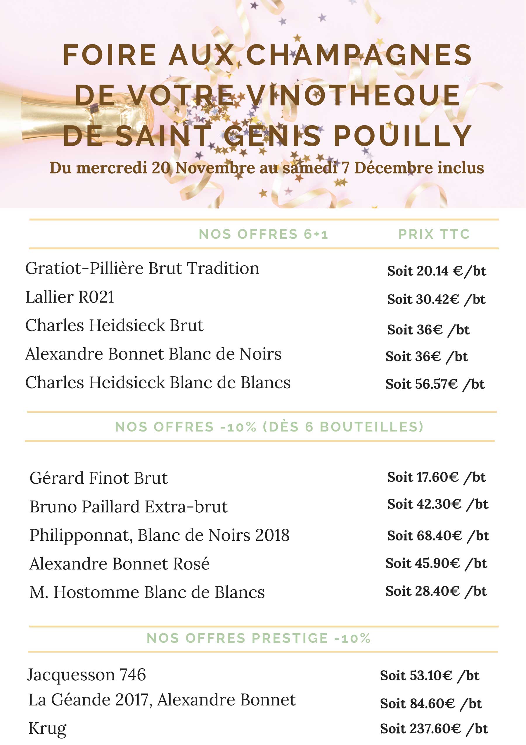 FOIRE AUX CHAMPAGNES DE VOTRE VINOTHEQUE DE SAINT GENIS POUILLY